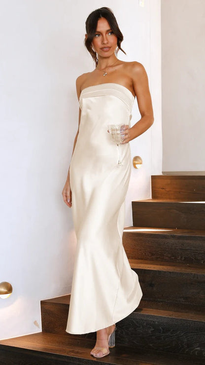 Eveloria Damen Schlauchtop-Kleid Satin Rückenfrei