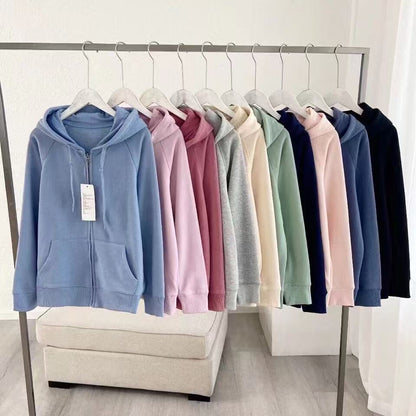 Damen Kapuzenjacke Strukturdesign Durchgehender Reißverschluss - Eveloria