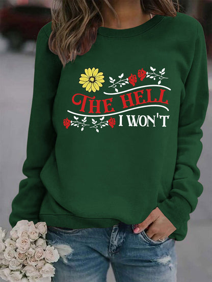 Damen Sweatshirt Verspieltes Motiv Bequem Grün Eveloria