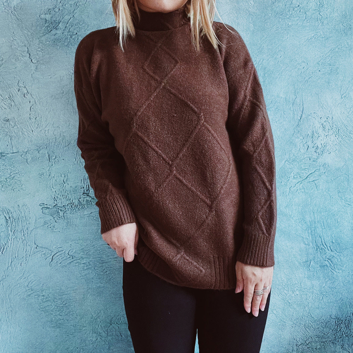 Damen Strickpullover Rautenmuster
