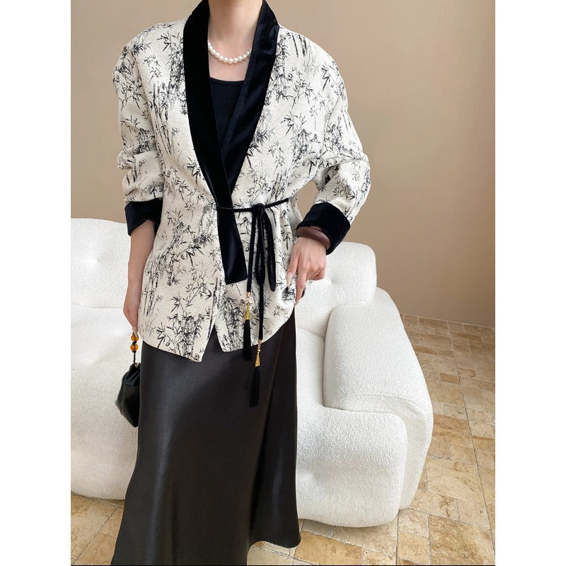 Damen Wickeljacke Elegant Dekorativ Schwarz - Eveloria