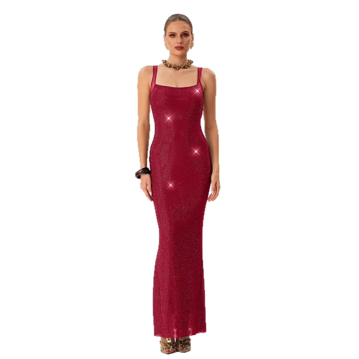 Damen Abendkleid mit Pailletten Tailliert Eveloria