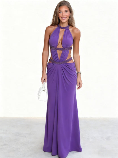 Eveloria Damen Abendkleid Cut-Out-Design Glitzernd