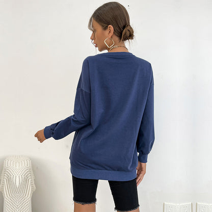 Damen Oversize Pullover mit Schriftzug, Lässig, Eveloria