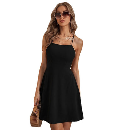 Damen A-Linien Kleid Spaghetti-Träger Sommerlich Eveloria