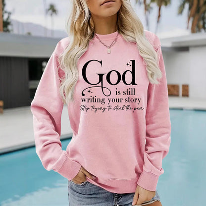 Damen Sweatshirt Inspirierender Schriftzug Grau