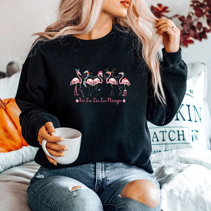 Damen Sweatshirt Flamingo-Motiv Lässig Eveloria