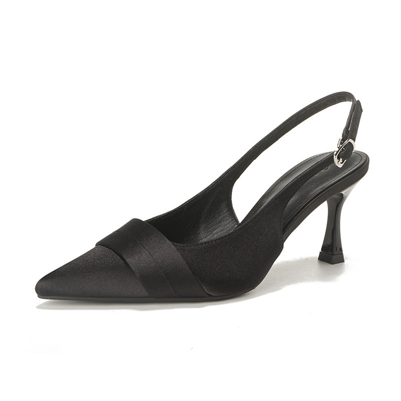 Damen Sling Pumps Satin Elegantes Design Hochhackig Eveloria