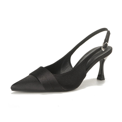 Damen Sling Pumps Satin Elegantes Design Hochhackig Eveloria