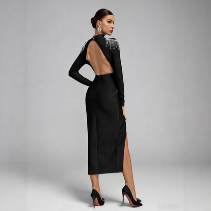 Damen Abendkleid mit Schulterdetails und figurbetontem Schnitt
