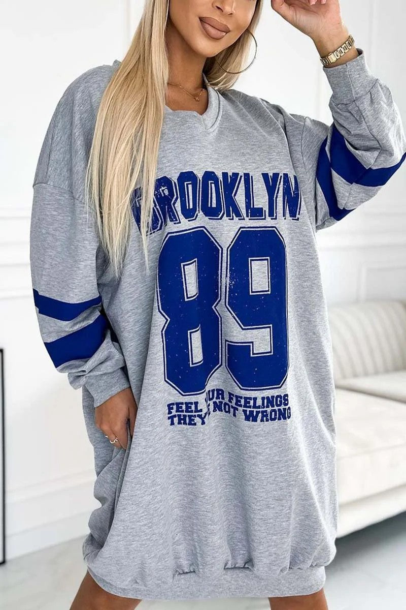 Damen Oversized Sportkleid V-Ausschnitt Eveloria