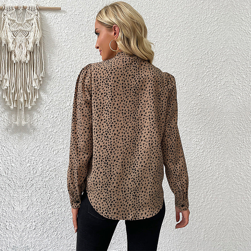 Damen Bluse Tiermuster Atmungsaktives Baumwollgewebe Verspieltes