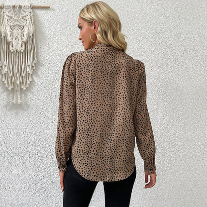 Damen Bluse Tiermuster Atmungsaktives Baumwollgewebe Verspieltes