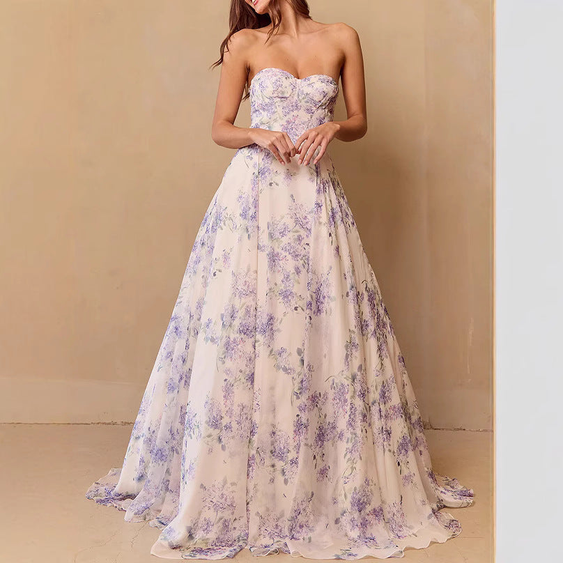 Damen Hochzeitskleid Sweetheart-Ausschnitt Florales Chiffon Weiss