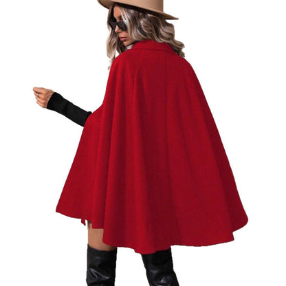 Damen Capejacke Schurwoll Doppelter Knopfverschluss Eveloria