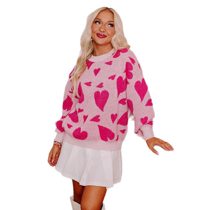 Damen Pullover Herzmotive Eveloria