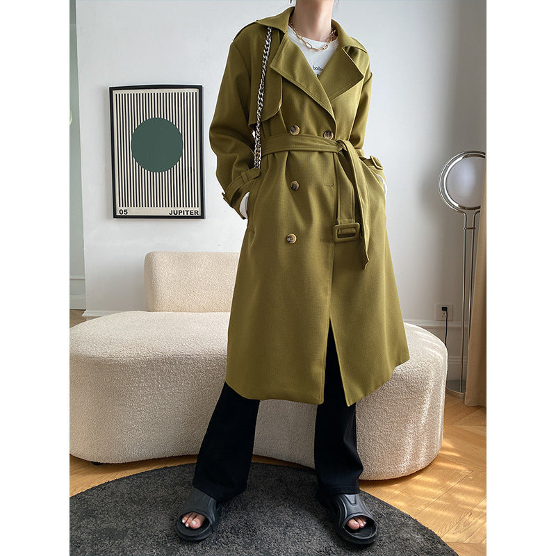 Damen Trenchcoat Elegantes Design Doppelter Knopf