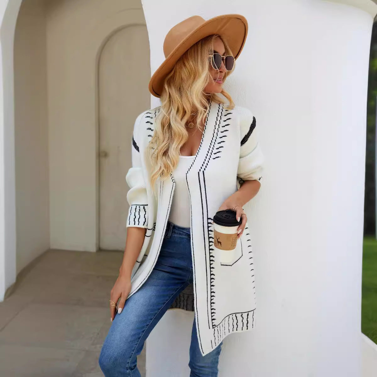 Damen Strickjacke Lässiger Schnitt Anthrazit