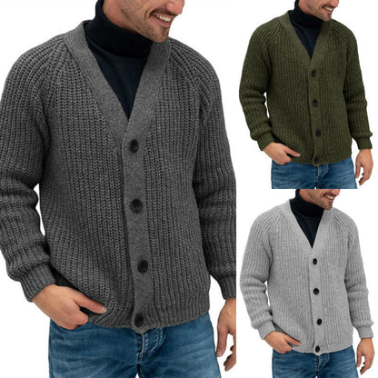 Herren Strickjacke Grobmaschen Elegante Knöpfe