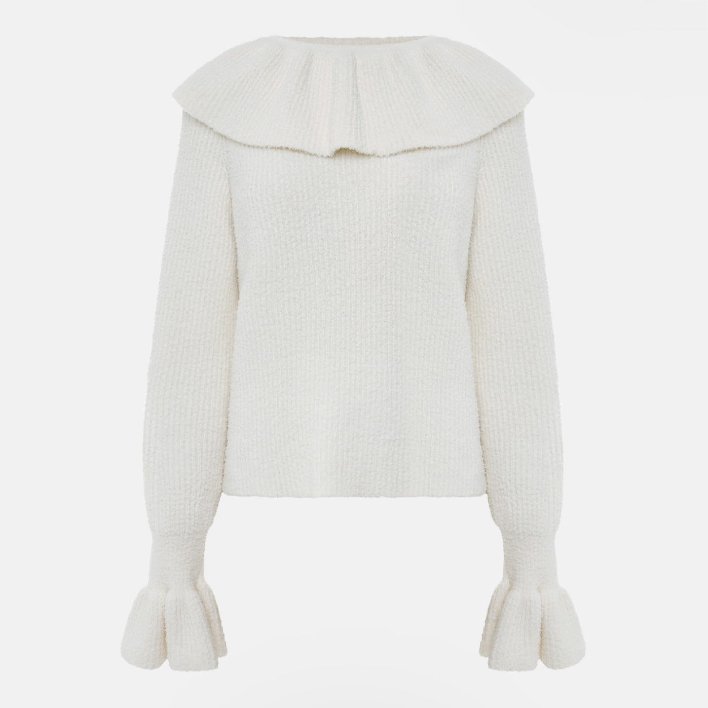 Damen Strickpullover Rüschenärmel Eveloria