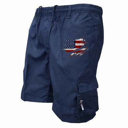 Herren Cargo-Shorts elastischer Bund mit Seitentaschen Olivgrün