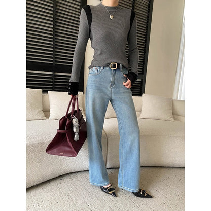 Damen Pullover V-Ausschnitt Feine Rippstruktur
