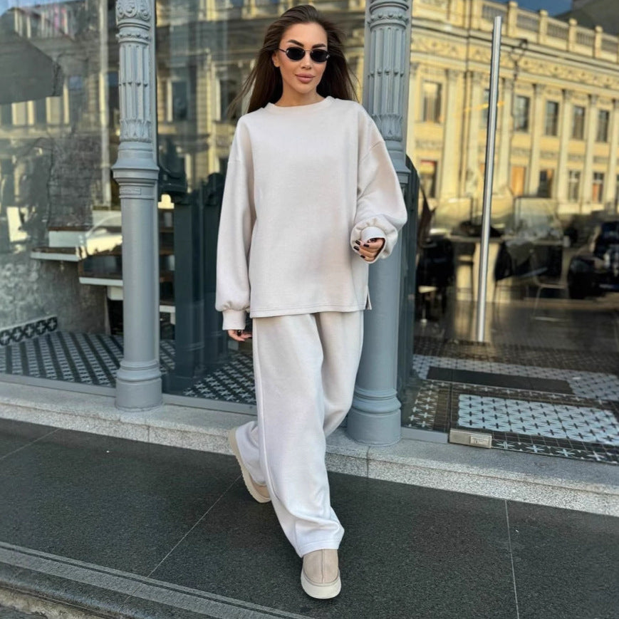 Damen Fleece-Outfit Weites Design Bequem Grau