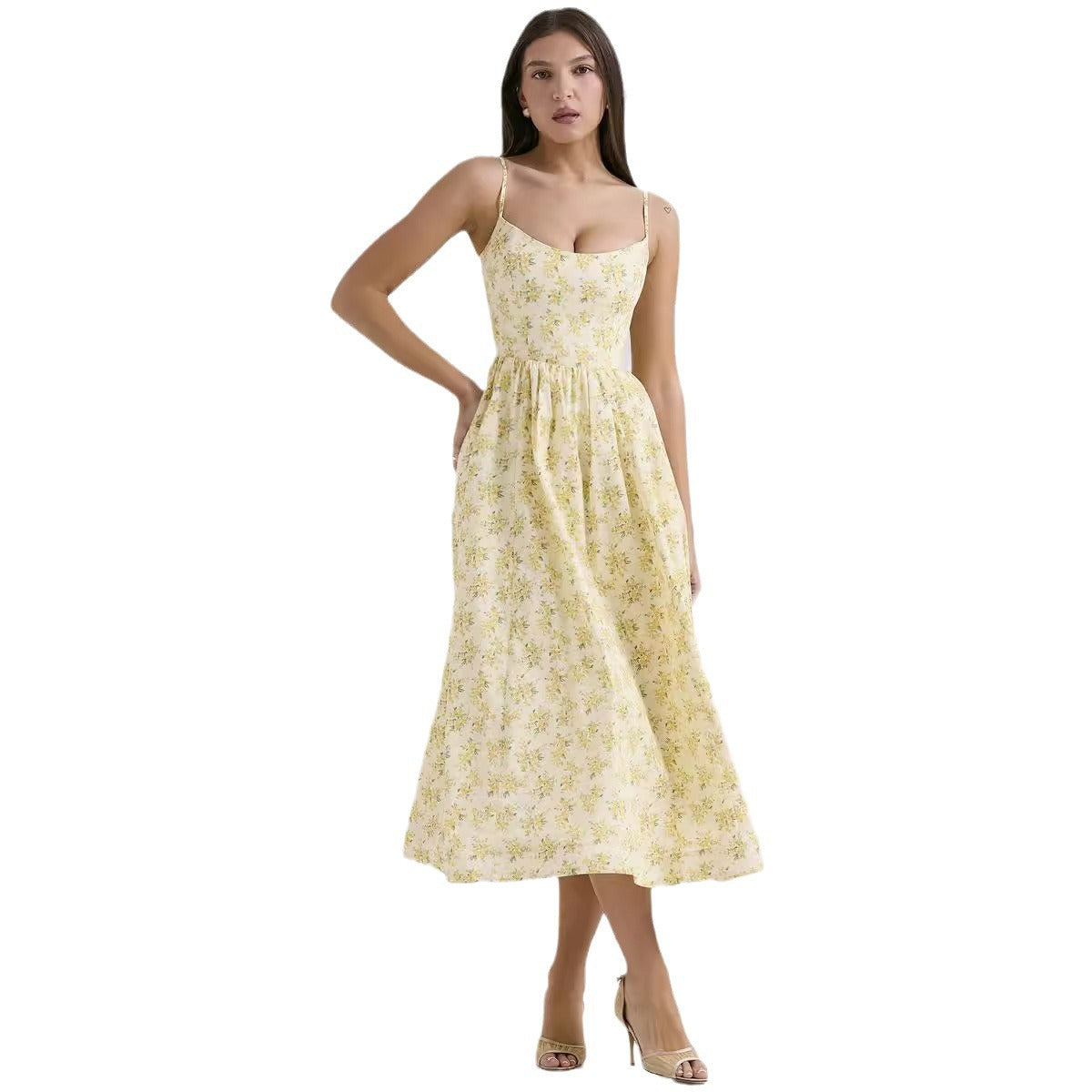 Damen Maxikleid Floralmuster Elegante Silhouette