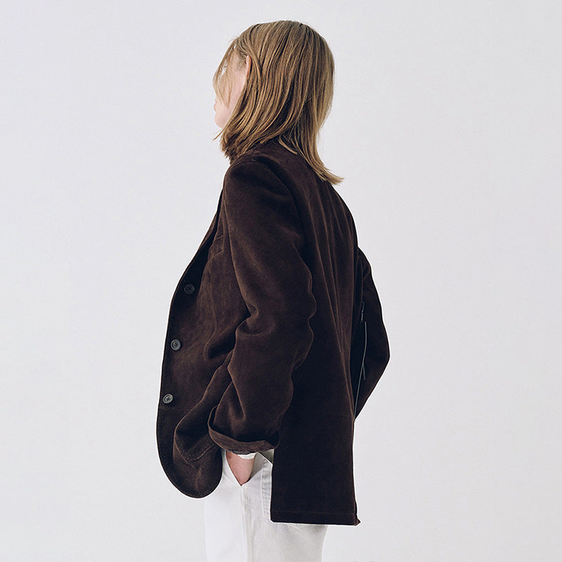 Damen Wildlederblazer Elegantes Design Praktische Taschen