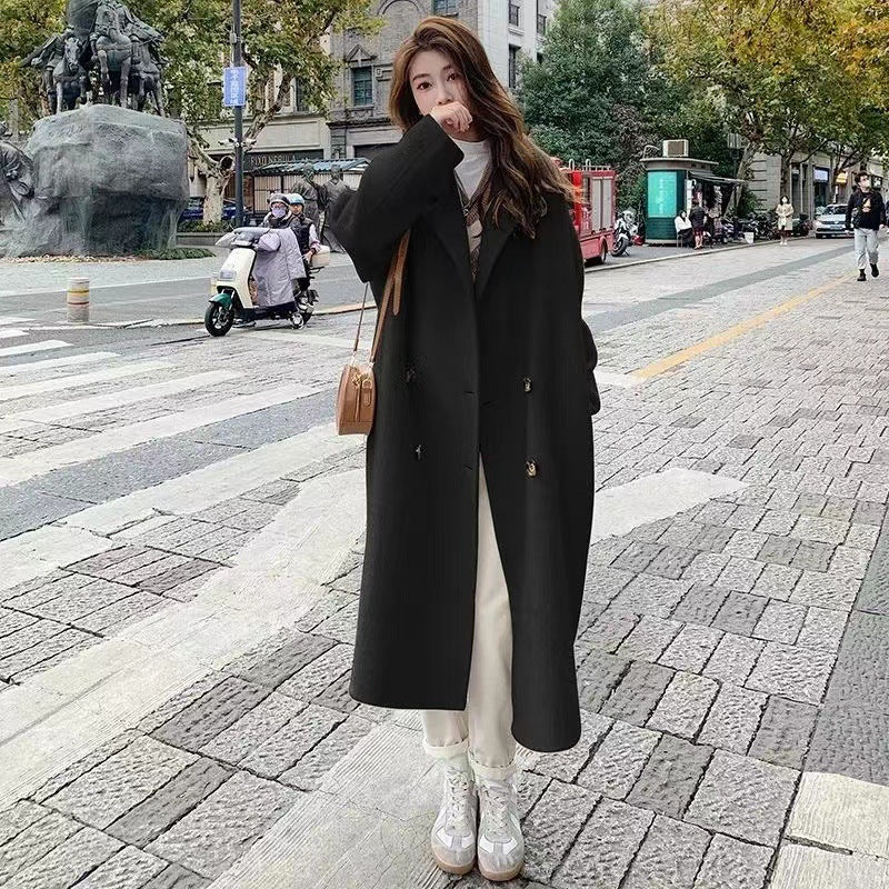 Damen Wollmantel Doppelt Geknöpft Elegantes Design