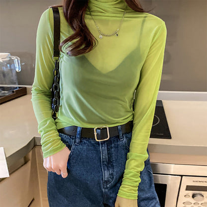 Damen Turtleneck-Pullover Durchsichtig Eveloria