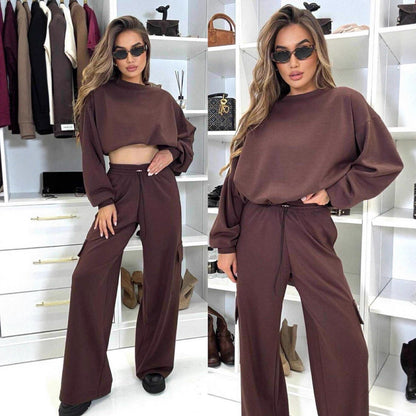 Damen Cargo Lounge Set Cropped Oberteil Bequeme Hose Grau