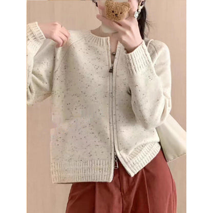 Damen Strickjacke Reißverschluss Hochkragen Eveloria