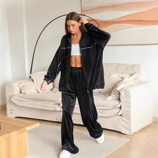 Damen Fleecejacke Hochkragen Lässiger Schnitt Schwarz Eveloria - Eveloria
