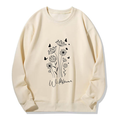 Damen Sweatshirt Floralmuster Kuscheliges Innenfutter