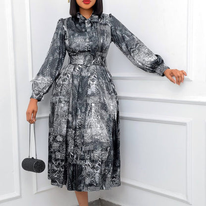 Damen Midi-Kleid mit Schleife und Gürtel Schwarz Eveloria - Eveloria