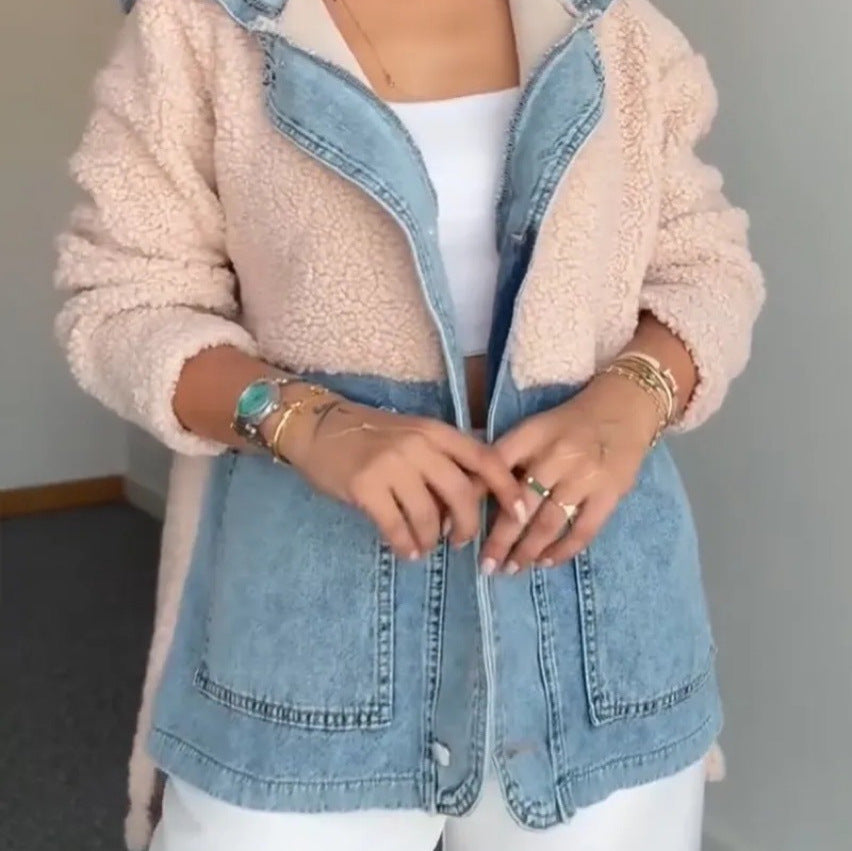 Damen Übergangsjacke Kuscheliges Fleece Obermaterial Praktische