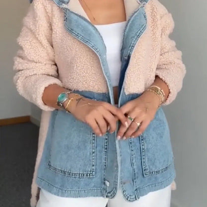 Damen Übergangsjacke Kuscheliges Fleece Obermaterial Praktische