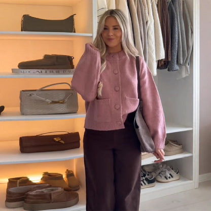 Damen Strickjacke Komfortabel Große Taschen Eveloria