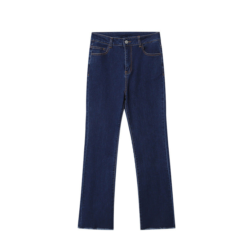 Damen High-Waist Flare Jeans mit Fransen Eveloria