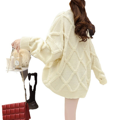 Damen Oversized Pullover Strukturmuster Perlenverzierungen Eveloria