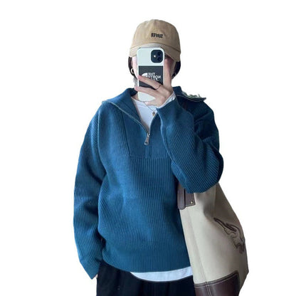 Damen Pullover Hochkragen Reißverschluss Eveloria