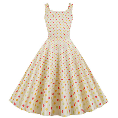 Damen Swingkleid Polka-Dots-Muster schwingend