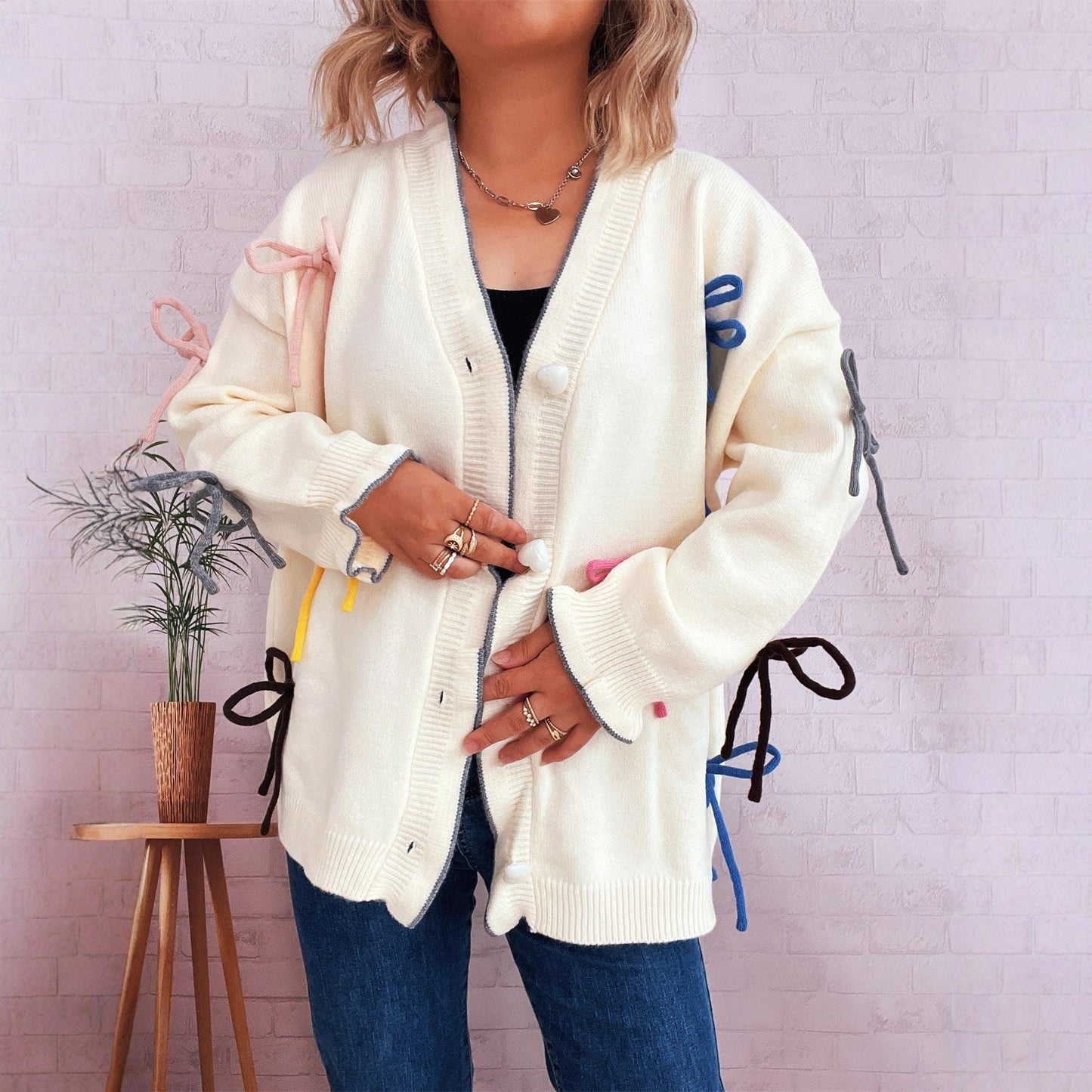 Damen Strickjacke Oversized Bunt Eveloria