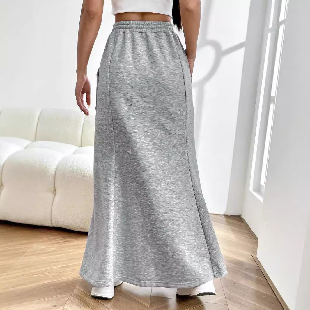 Damen Maxi-Rock Sweat Elastischer Bund Bequem
