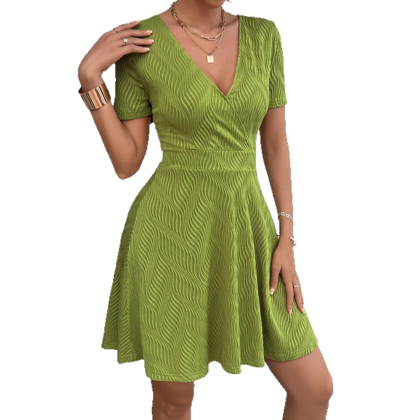 Damen Wickelkleid V-Ausschnitt Fließend Eveloria