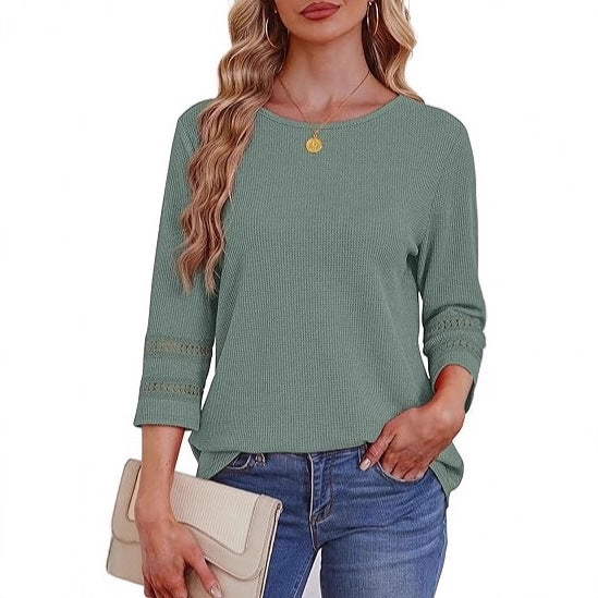 Damen Longsleeve-Oberteil Spitzen-Details Eveloria