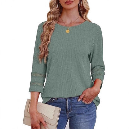 Damen Longsleeve-Oberteil Spitzen-Details Eveloria