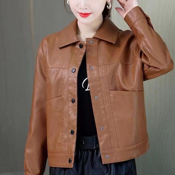 Damen Lederjacke Biker-Stil Schwarz Eveloria - Eveloria