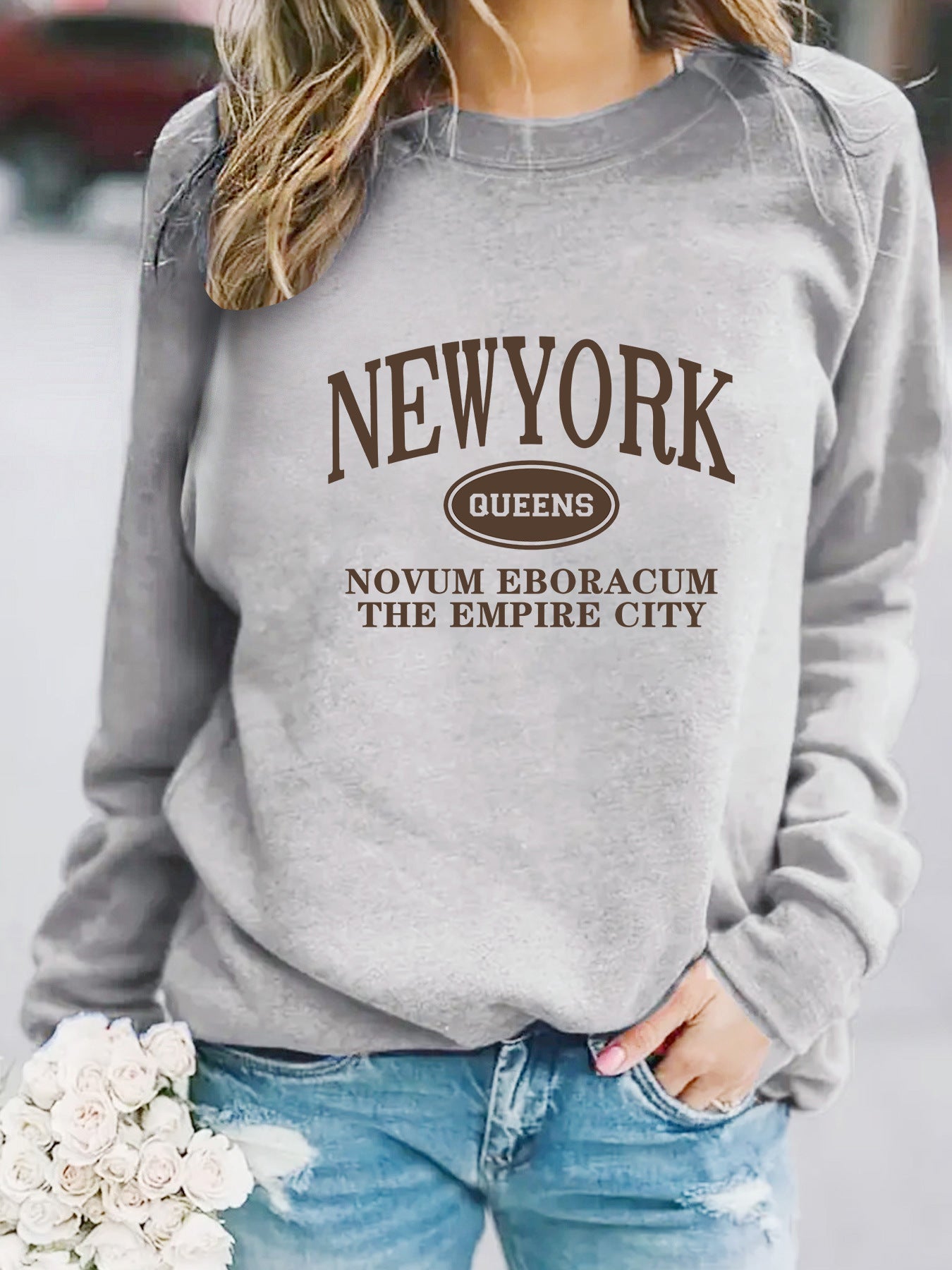 Damen Sweatshirt New Yorker Schriftzug Eveloria